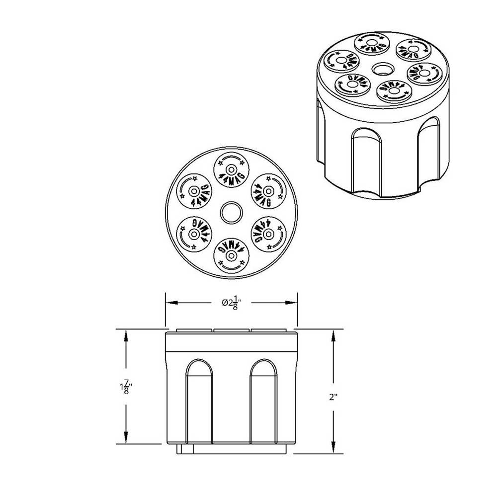 Gun Cylinder Gearshift Knob with 9/10 Speed Adapter - Thread On