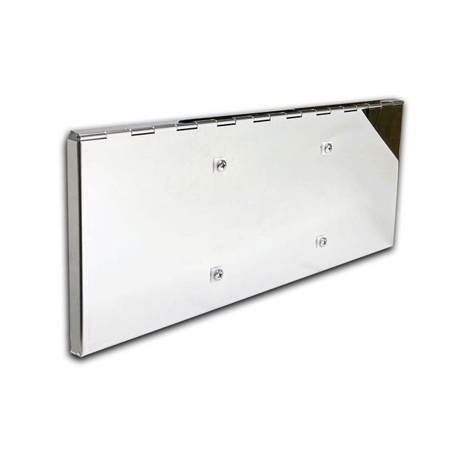 Peterbilt 389, 388 stainless steel license plate holder, close-up