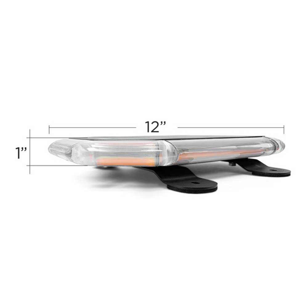 12" Stellar Vision Low Profile Amber LED Warning Light Bar With 19 Flash Patterns