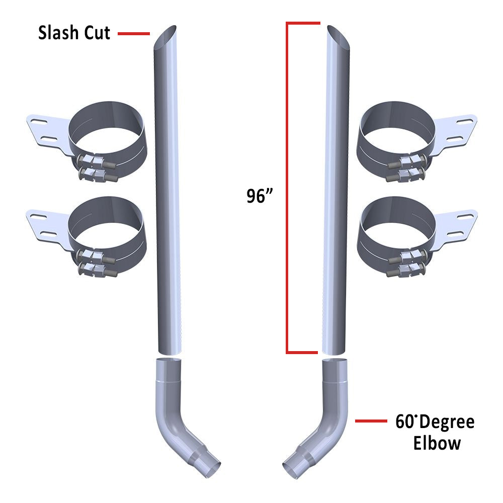Peterbilt 359, 379, 389 7" x 96" Slash Cut Exhaust Kit
