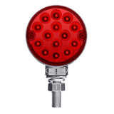 3" Round Amber, Red 28 LED Double Faced Reflector Pedestal Light with Single Post