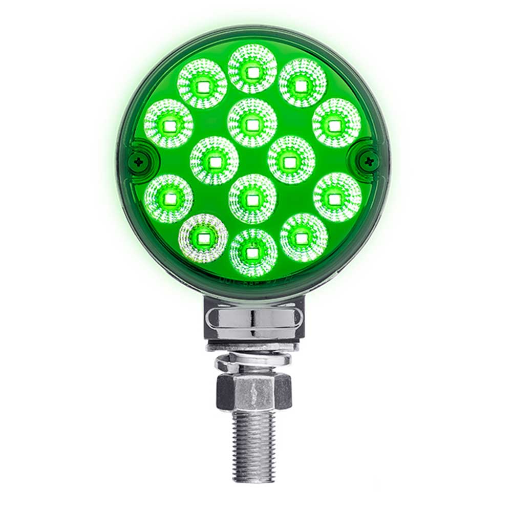 3" Round Amber, Red with Auxiliary Light 28 LED Double Faced Reflector Pedestal Light with Single Post