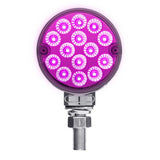 3" Round Amber, Red with Auxiliary Light 28 LED Double Faced Reflector Pedestal Light with Single Post