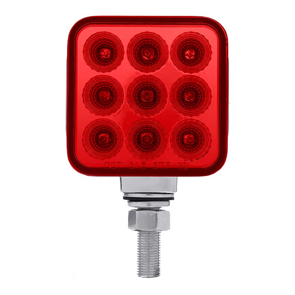 3" Square Amber, Red 30 LED Double Faced Reflector Pedestal Light with Single Post