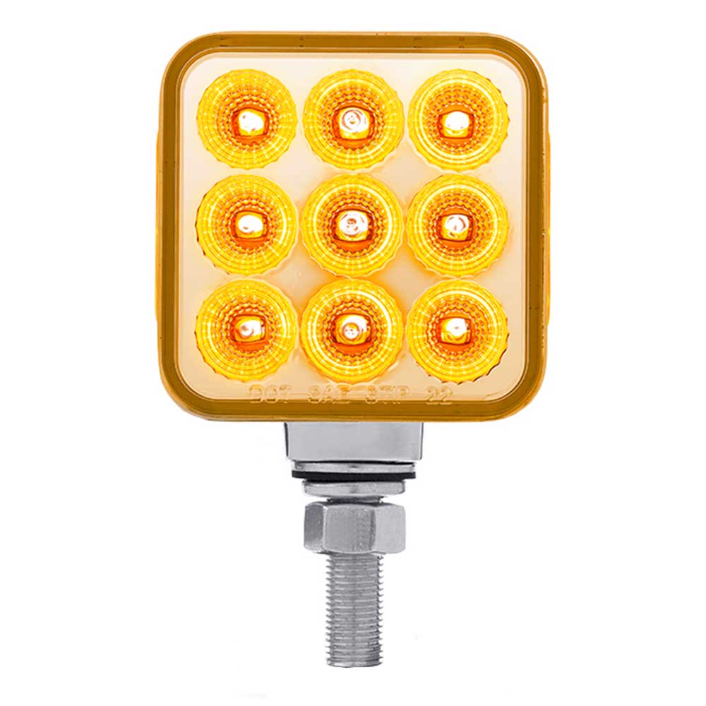 3" Square Amber, Red with Auxiliary 30 LED Double Faced Reflector Pedestal Light with Single Post