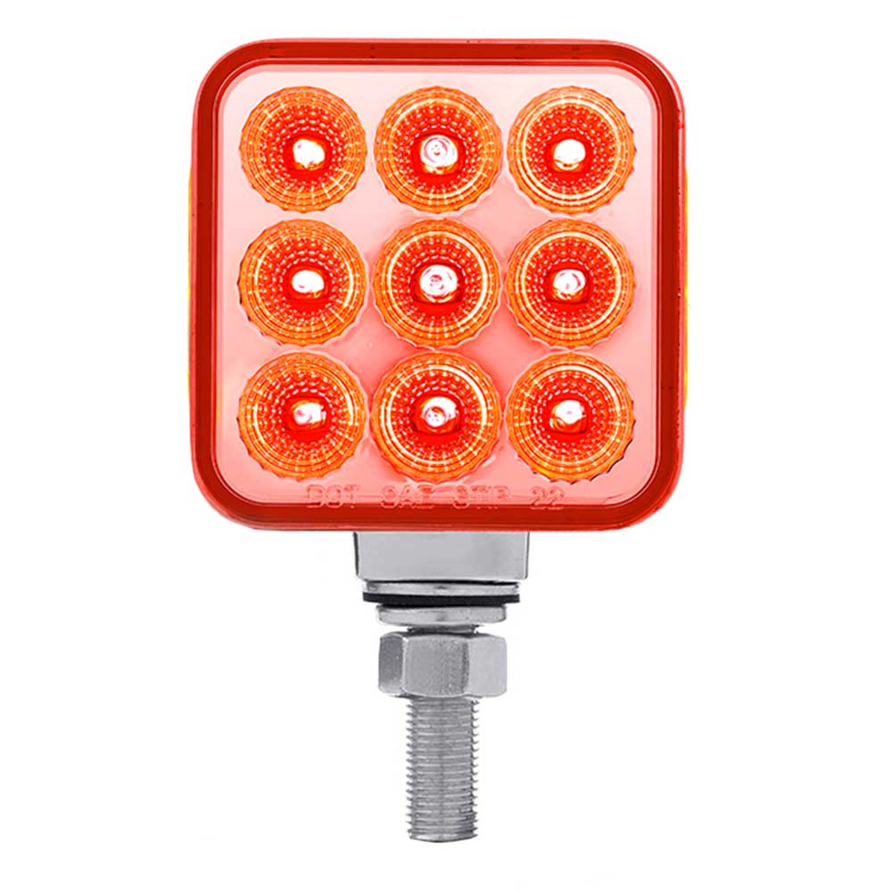 3" Square Amber, Red with Auxiliary 30 LED Double Faced Reflector Pedestal Light with Single Post