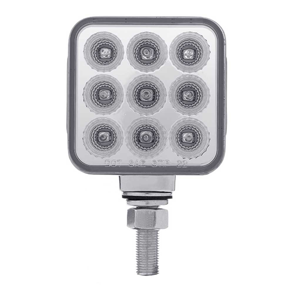 3" Square Amber, Red with Clear Lens 30 LED Double Faced Reflector Pedestal Light with Single Post