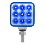 3" Square Amber, Red with Auxiliary 30 LED Double Faced Reflector Pedestal Light with Single Post