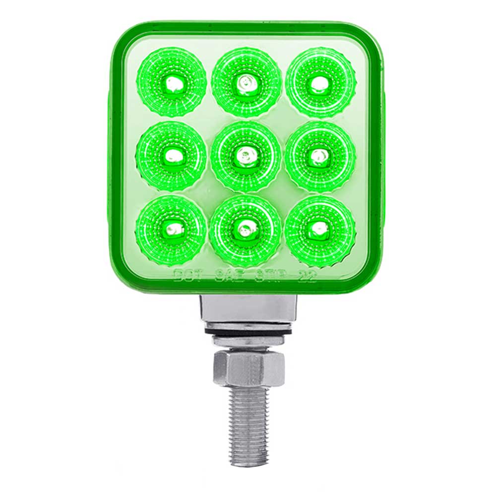 3" Square Amber, Red with Auxiliary 30 LED Double Faced Reflector Pedestal Light with Single Post