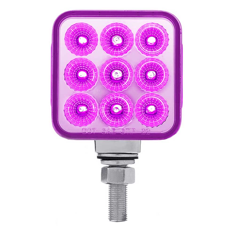 3" Square Amber, Red with Auxiliary 30 LED Double Faced Reflector Pedestal Light with Single Post