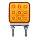 3" Square Amber, Red 30 LED Double Faced Reflector Pedestal Light with Double Post