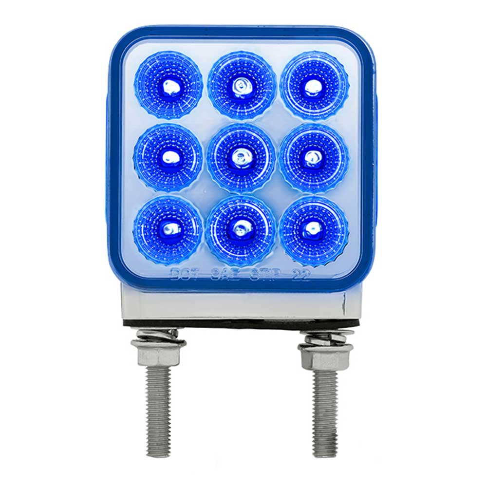 3" Square Amber, Red with Auxiliary 30 LED Double Faced Reflector Pedestal Light with Double Post