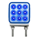 3" Square Amber, Red with Auxiliary 30 LED Double Faced Reflector Pedestal Light with Double Post