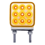 3" Square Amber, Red with Clear Lens 30 LED Double Faced Reflector Pedestal Light with Double Post