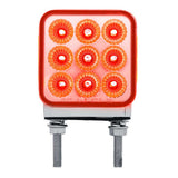 3" Square Amber, Red with Clear Lens 30 LED Double Faced Reflector Pedestal Light with Double Post
