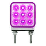 3" Square Amber, Red with Auxiliary 30 LED Double Faced Reflector Pedestal Light with Double Post