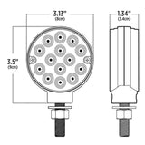 3" Round Amber, Red with Auxiliary Light 28 LED Double Faced Reflector Pedestal Light with Single Post