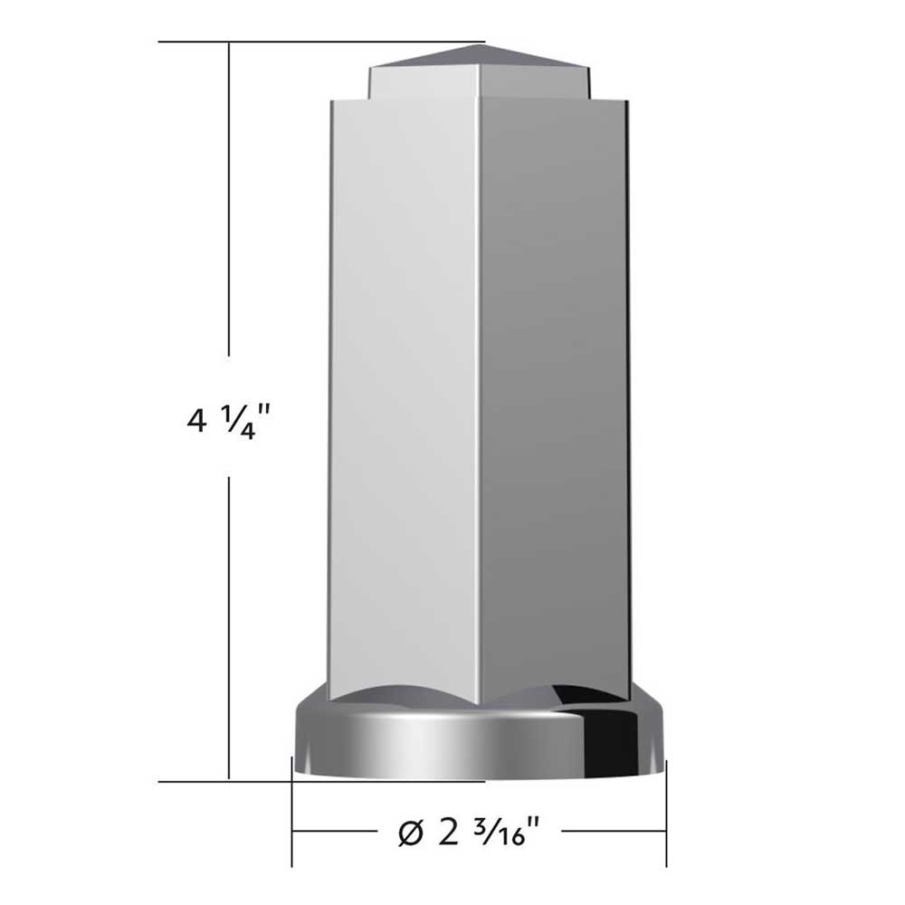 33mm x 4-1/2" Chrome Plastic Hexagon Style Lug Nut Cover - Thread On