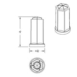33mm x 4-1/2" Chrome Plastic Hexagon Style Lug Nut Cover - Thread On
