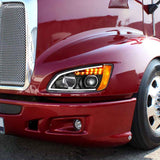 Kenworth T660 2007-2017 Black LED Headlight with Turn Signal & Position Light Bar
