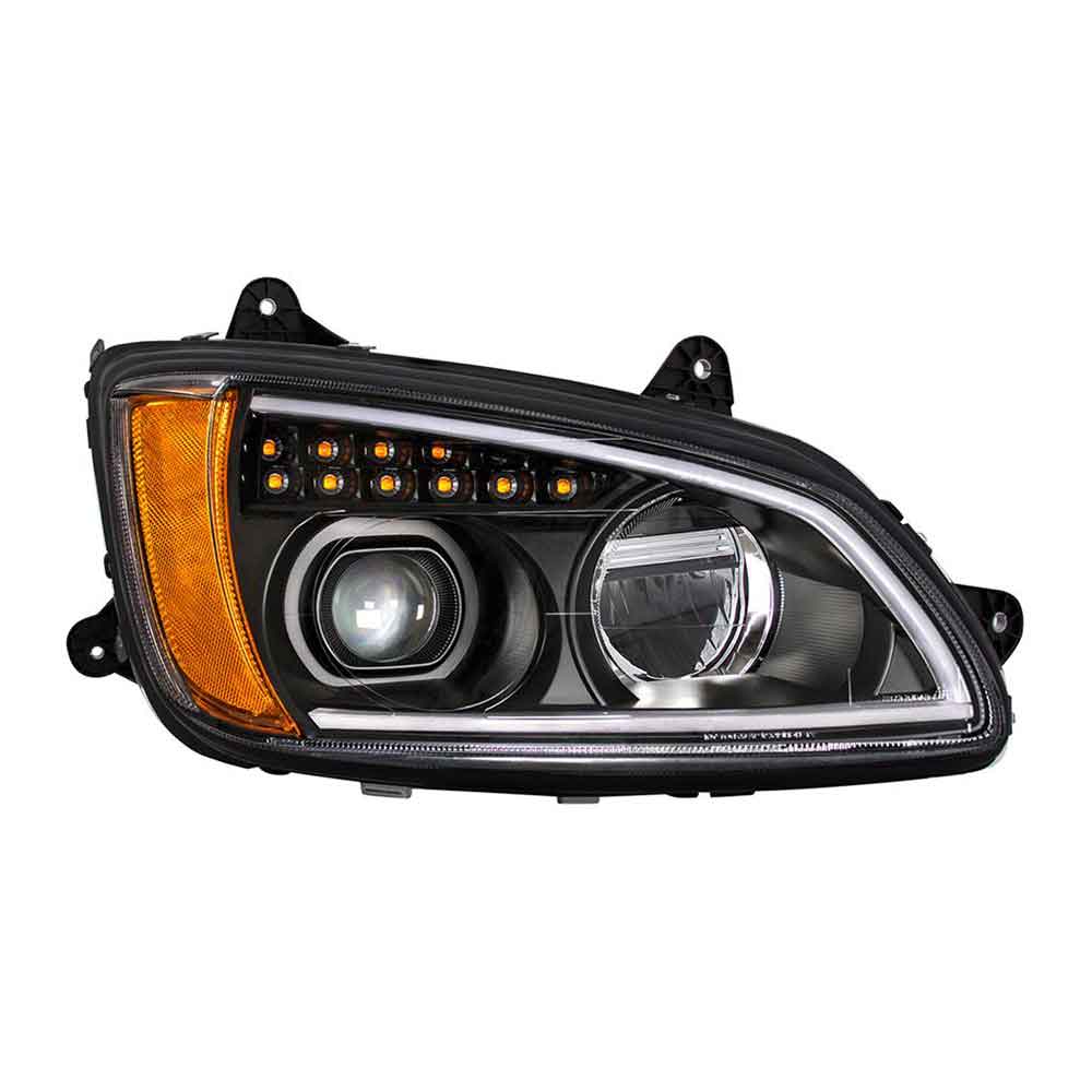 Kenworth T660 2007-2017 Black LED Headlight with Turn Signal & Position Light Bar