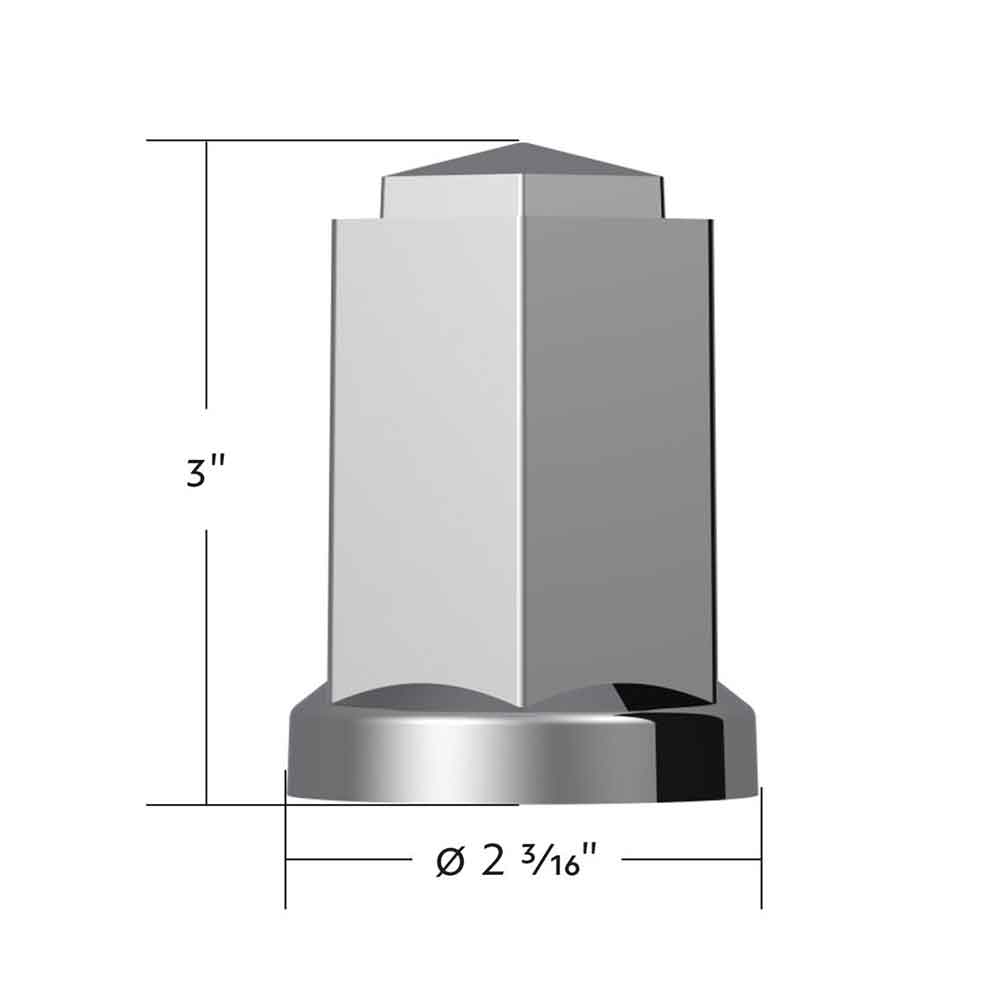 33mm x 3" Chrome Plastic Hexagon Style Thread-On Nut Cover