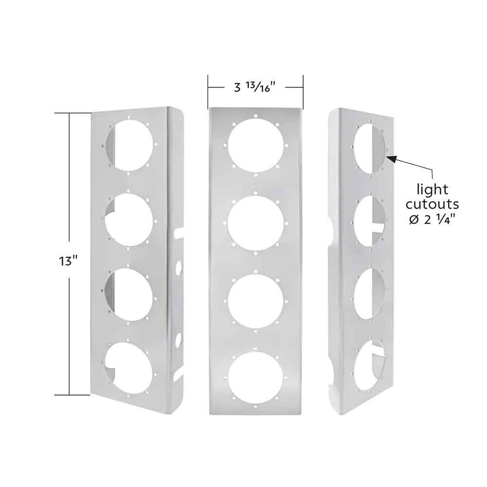 13" Stainless Steel Front Air Cleaner Light Bracket with 4-2" Light Cutouts