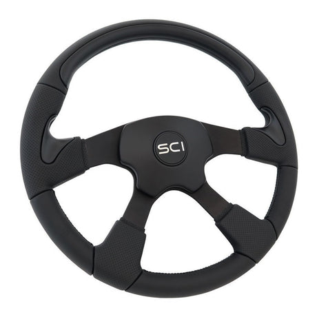 18" Traveler 4-Spoke leather and matte black steering wheel