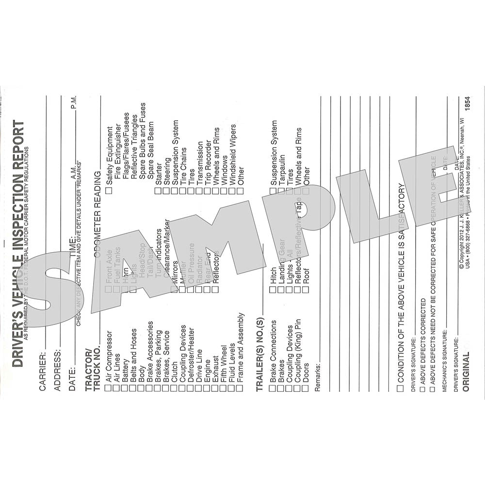 Driver's Vehicle Inspection Report (Carbonless)