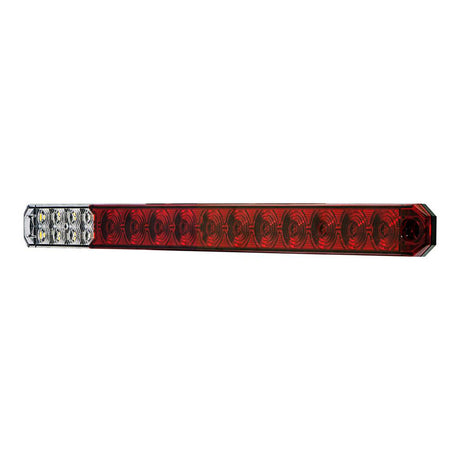 17" LED low profile light bar with back up light red and clear lens from another angle
