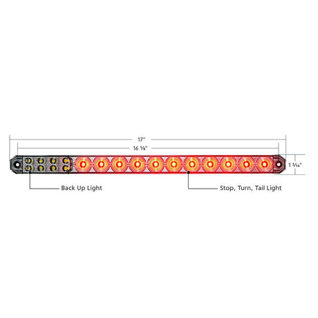 Another angle of 17" LED low profile light bar with back up light and clear lens