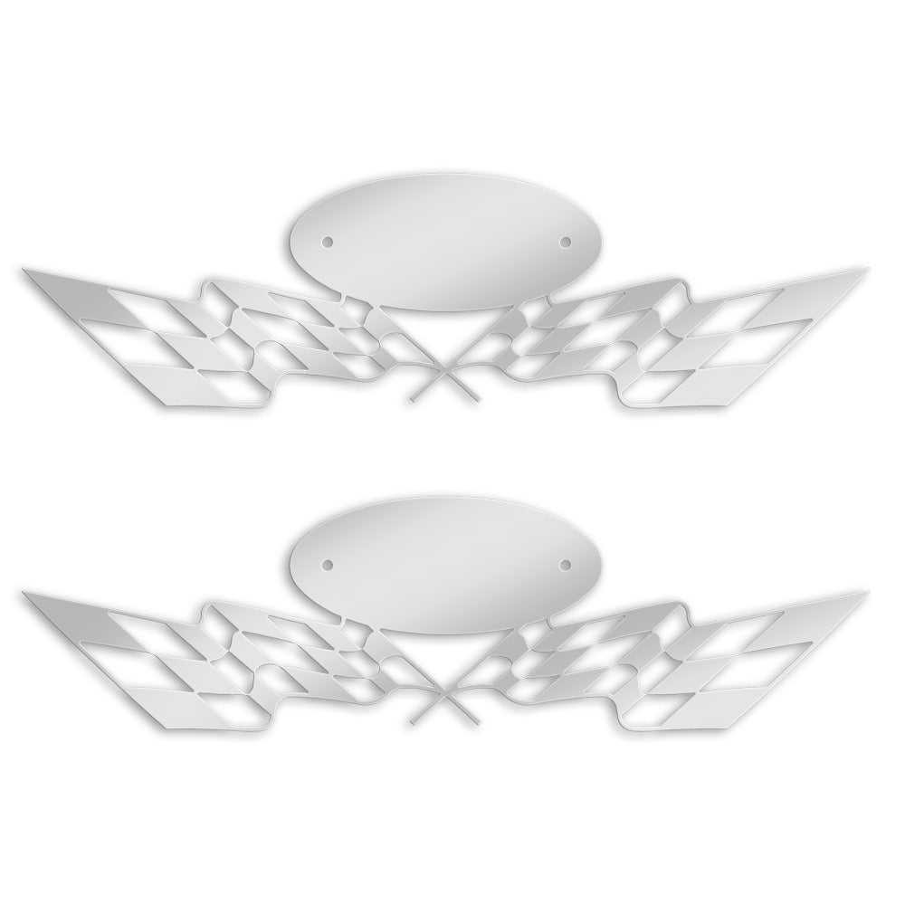 Stainless Steel Peterbilt Double Checkered Flag Emblem Accent
