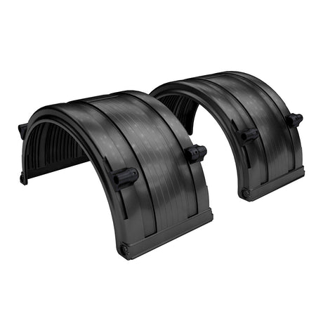 Close-up of 75" Spray master Frx full round poly fenders with SlideTrax