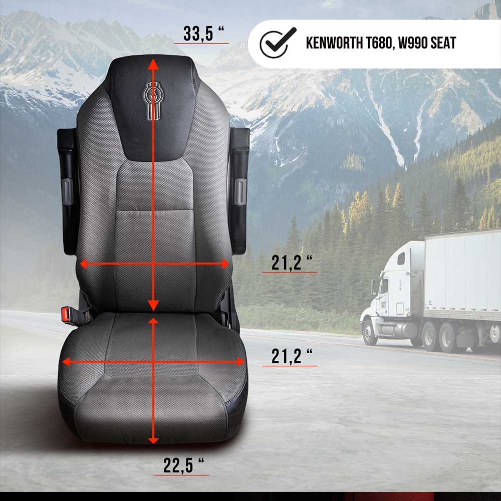 Kenworth T680, T880, W990 Black Faux Leather Seat Cover