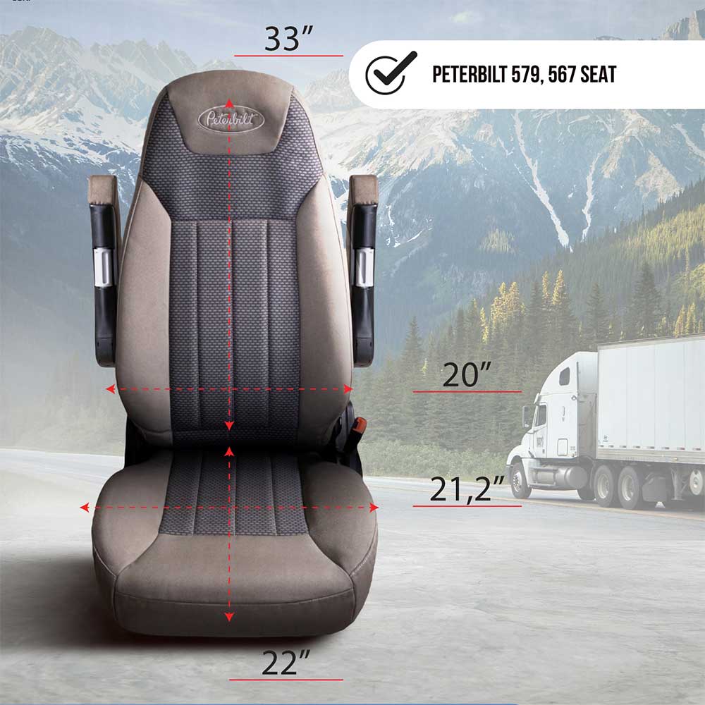 Peterbilt 567, 579 Black Faux Leather Seat Cover