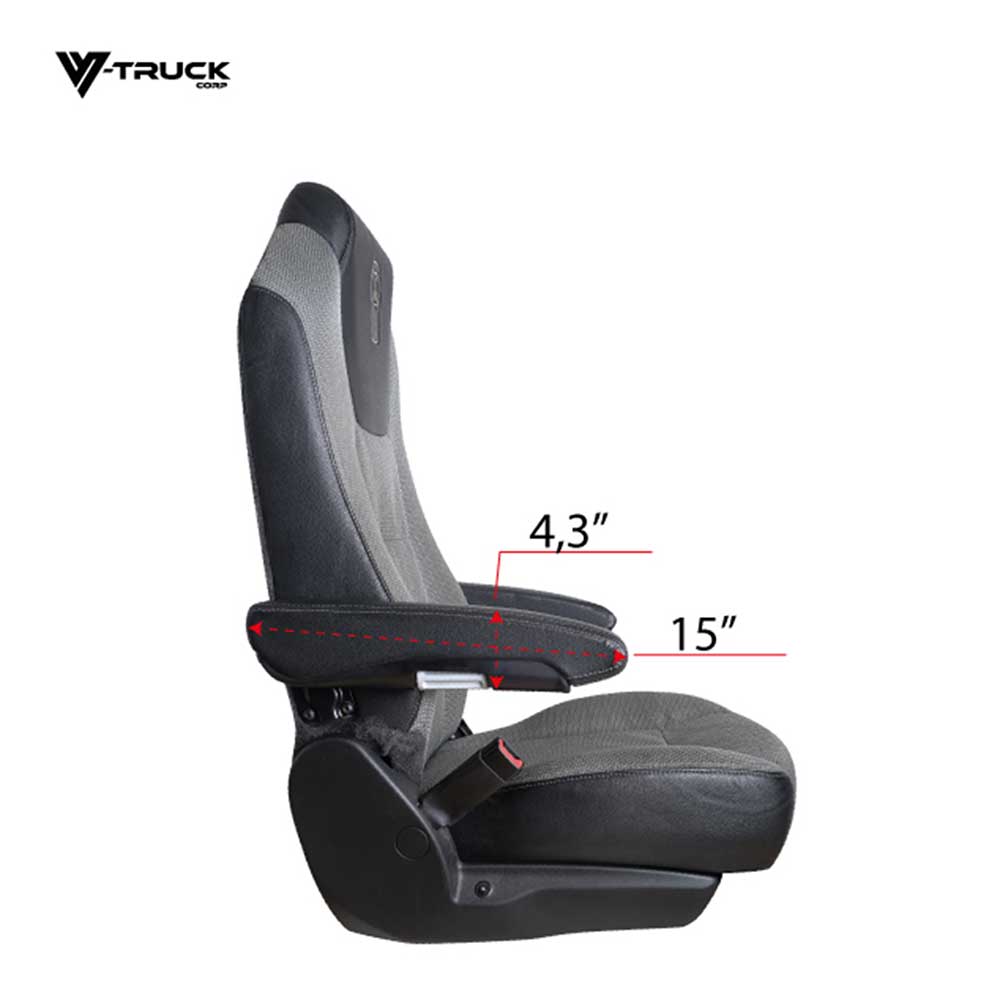 15" Black Cloth Armrest Covers for Peterbilt 579, 567 and Kenworth T680, T880, W990 Models
