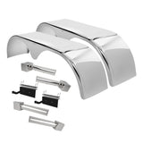 133" 304 SS Mirror Finish Teardrop Full Tandem Smooth Fender with Mounting Kit