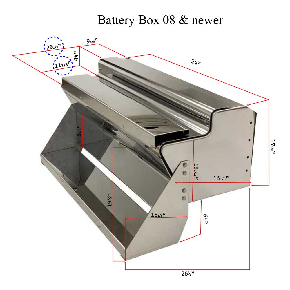 24" x 26-1/2" x 17-3/8" Diamond Plate Battery Box 2008+ KW T600, T660, T800, W900, W990