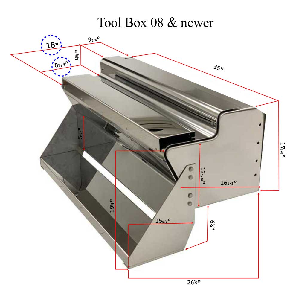 34" x 26-1/2" x 17-3/8" Alum Top Box for 2008-24 KW T600, T660, T800, W900, W990