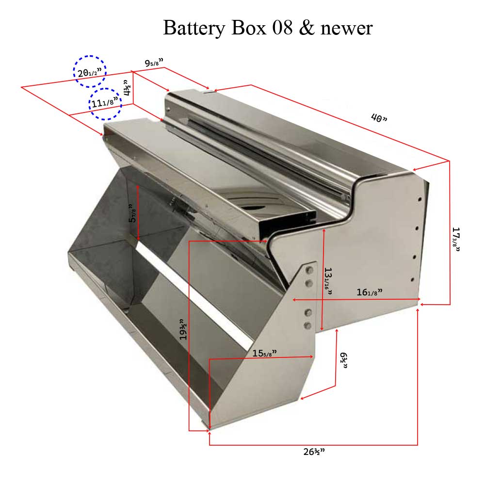 40" x 26-1/2" x 17-3/8" SS Battery Box 2008-24 KW T600, T660, T800, W900, W990
