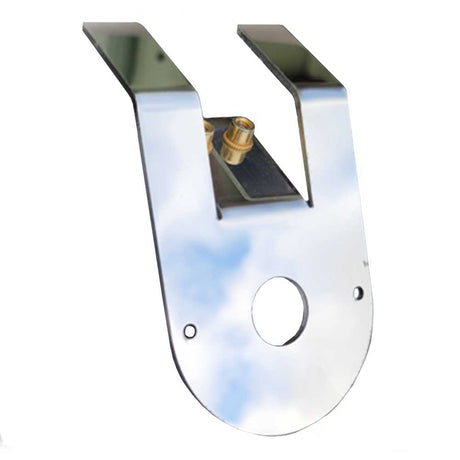 Close-up of under frame watermelon light stainless steel bracket