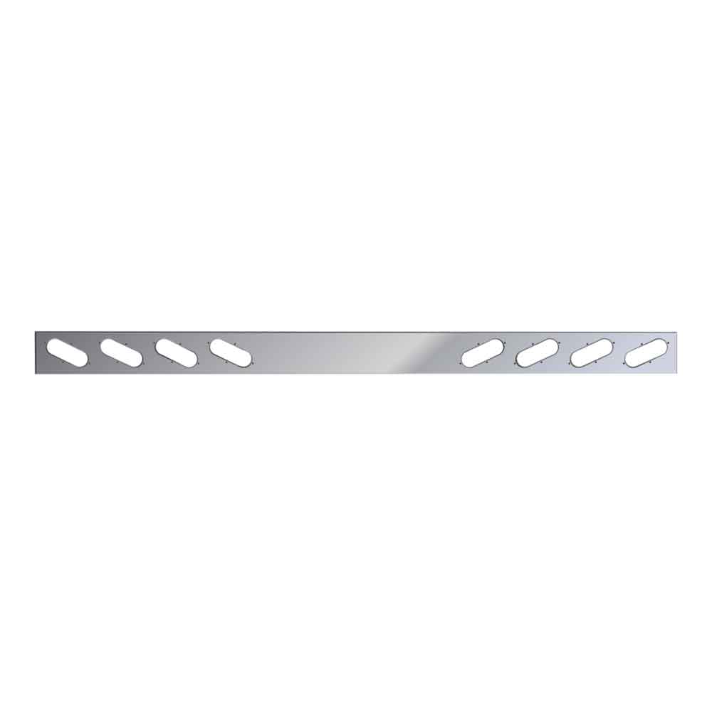 94" x 6" One-Piece Stainless Steel Rear Bar with Eight Oval Light Holes
