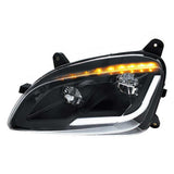 Peterbilt 579, 587 Black Inner Housing LED Headlight with Sequential LED Turn Signal