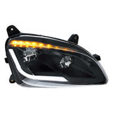 Peterbilt 579, 587 Black Inner Housing LED Headlight with Sequential LED Turn Signal