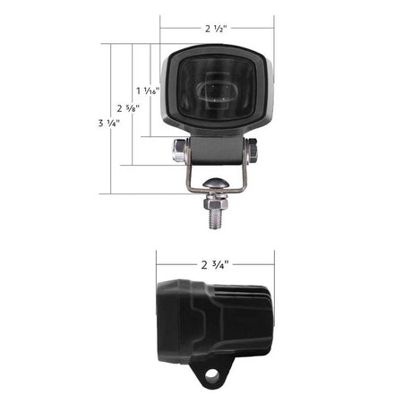 Closer view of 2-1/2" X 1" red 4 LED safety light with single beam