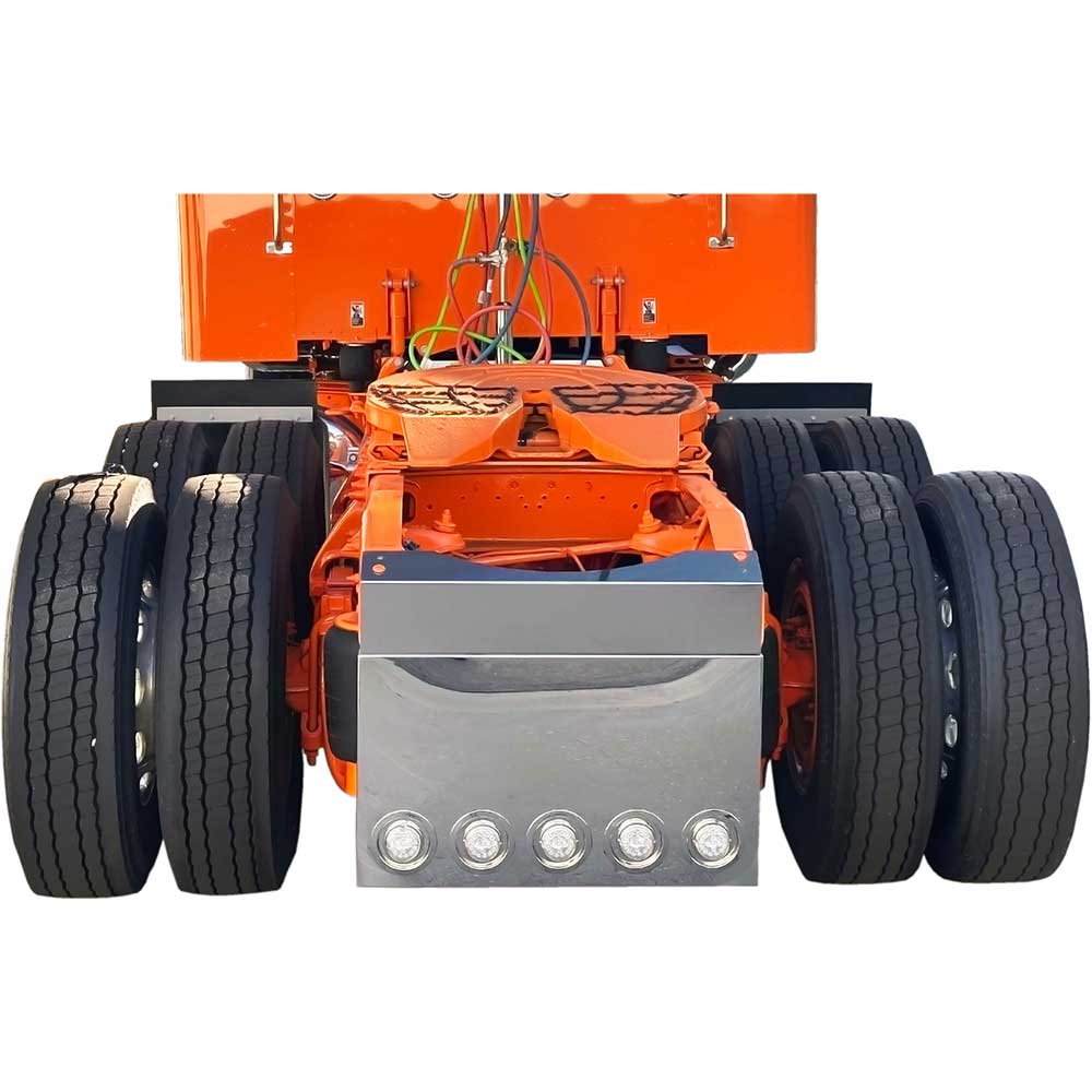 34" x 20" Stainless Steel Square Corner Rear Panel with Five 4" Light Holes