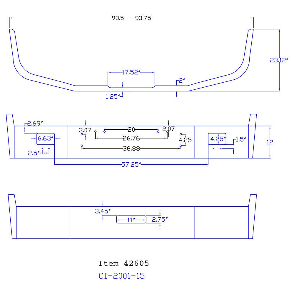 Freightliner FLD 120 12" Set Back Chrome Bumper