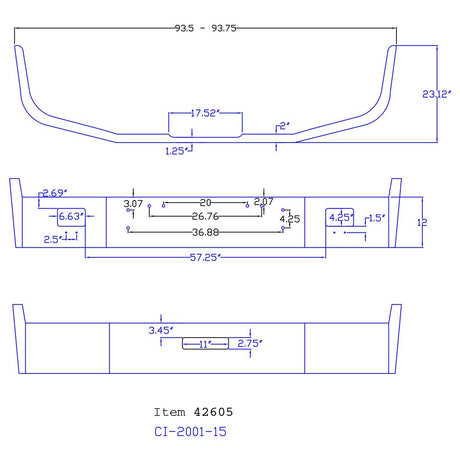 Freightliner FLD 120 12" set back chrome bumper, close-up