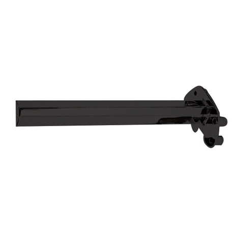 Close-up of Peterbilt black air trac front fender bracket