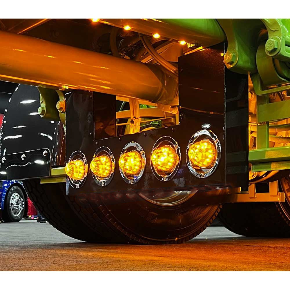 Front Drive Axle Filler SS Panel with Five 4" Light Holes on Front, Four 4" Light Holes on Rear